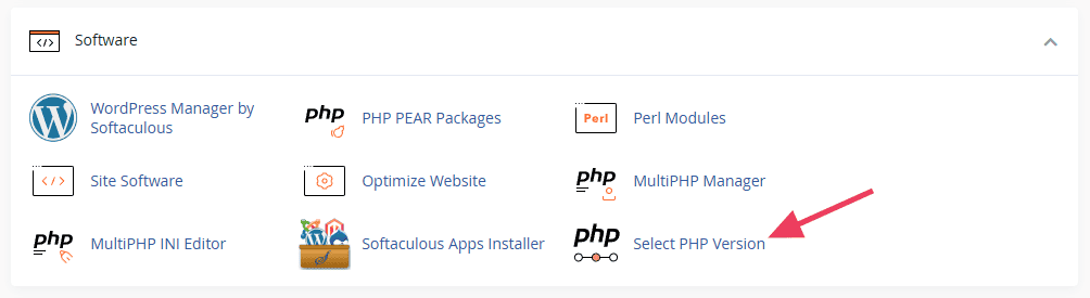 Select Php Version Link