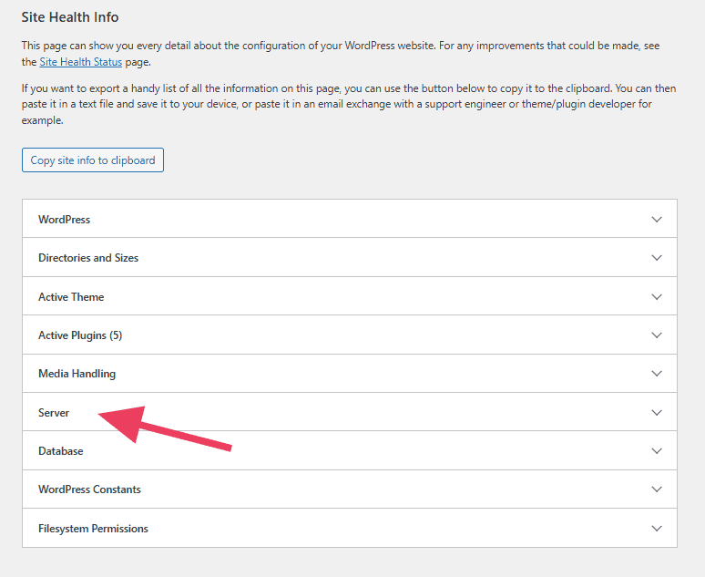 Site Health System Information