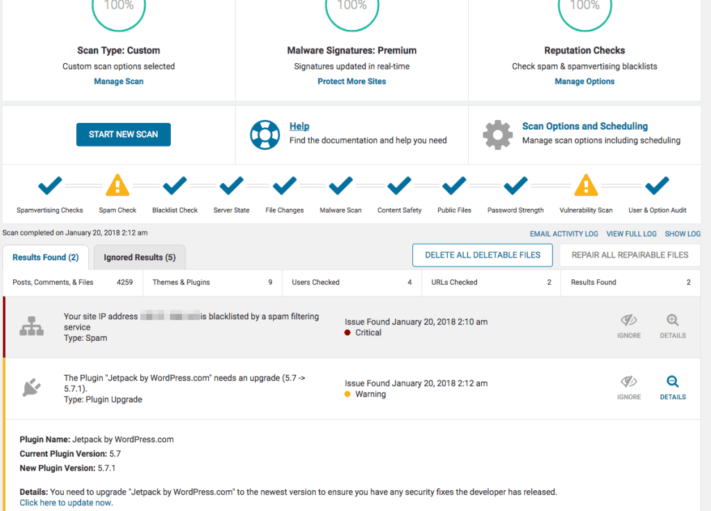 Wordfence Security Scanner