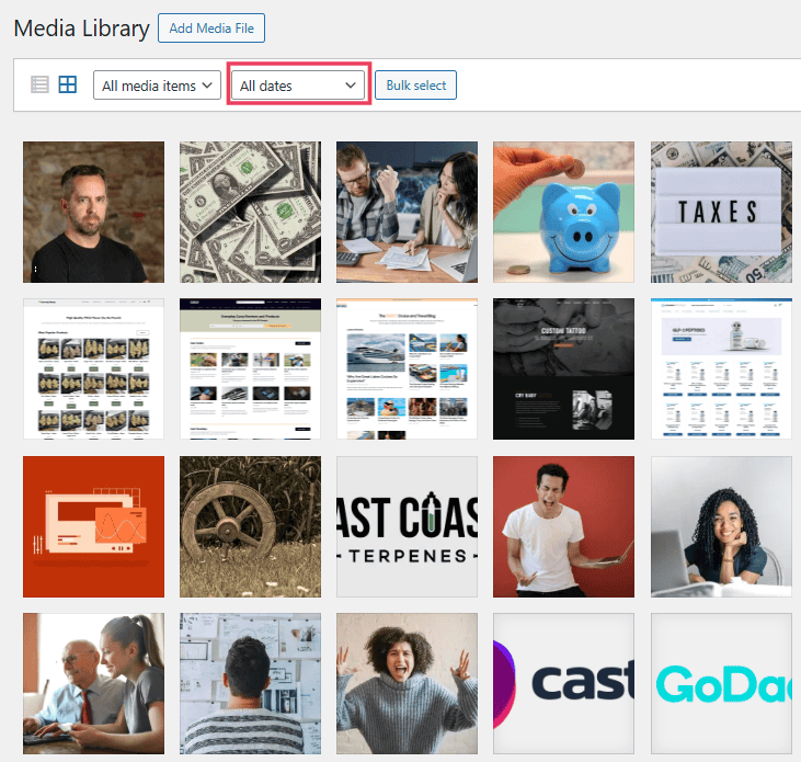 Wordpress Media Library Date Filter