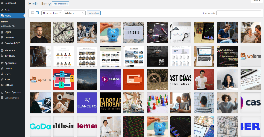 Wordpress Media Library Grid