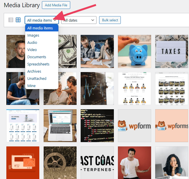 Wordpress Media Library Sort By Type