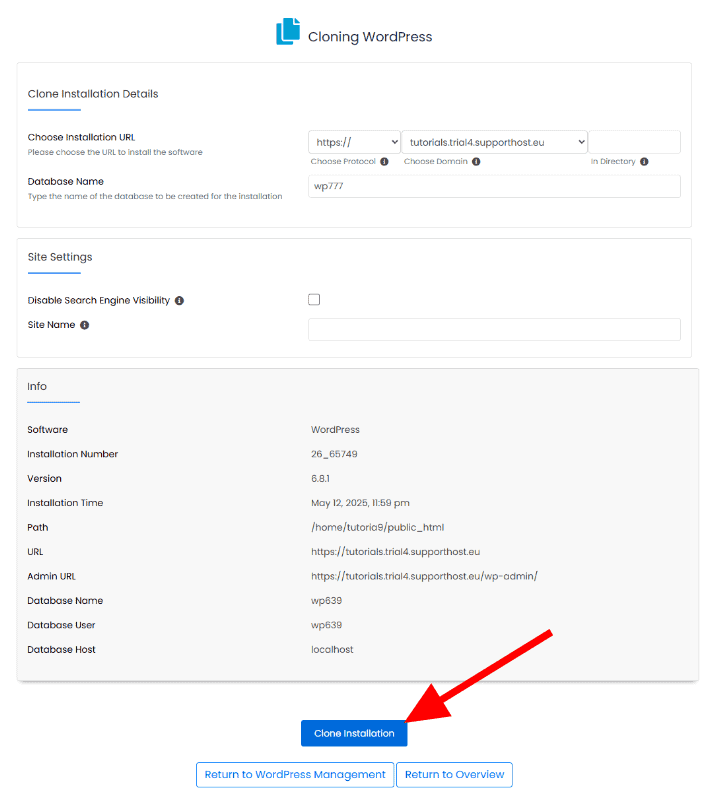 Clone A WordPress Website With Softaculous