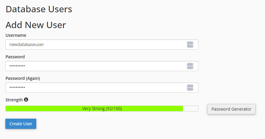 Create New Database User