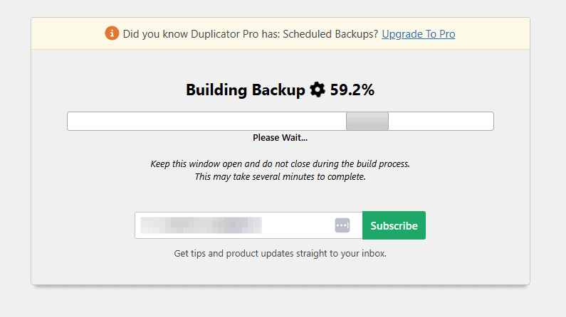 Duplicator Building A Backup