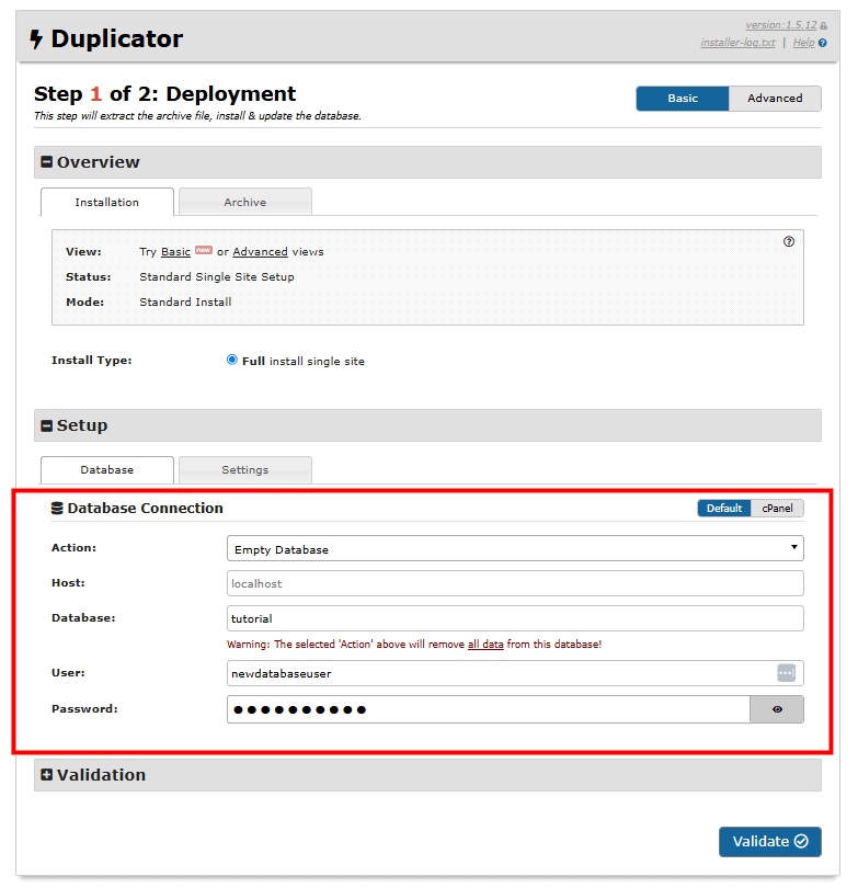 Duplicator Installer Script