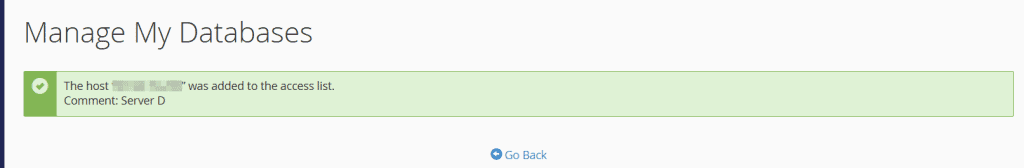 Host Added To Access List Remote Database Access