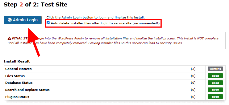 Log Into New WordPress Site