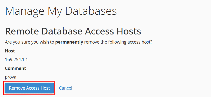 Remove Host Remote Database Access