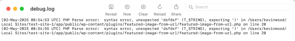 Wordpress Error Logs Debug Log Single Error