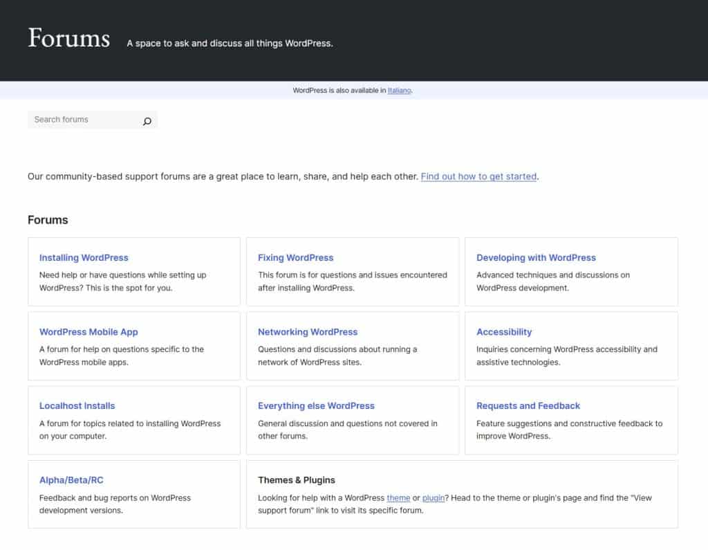 Wordpress Support Forums