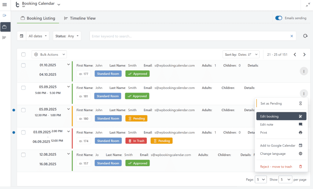 Booking Calendar Backend Manager