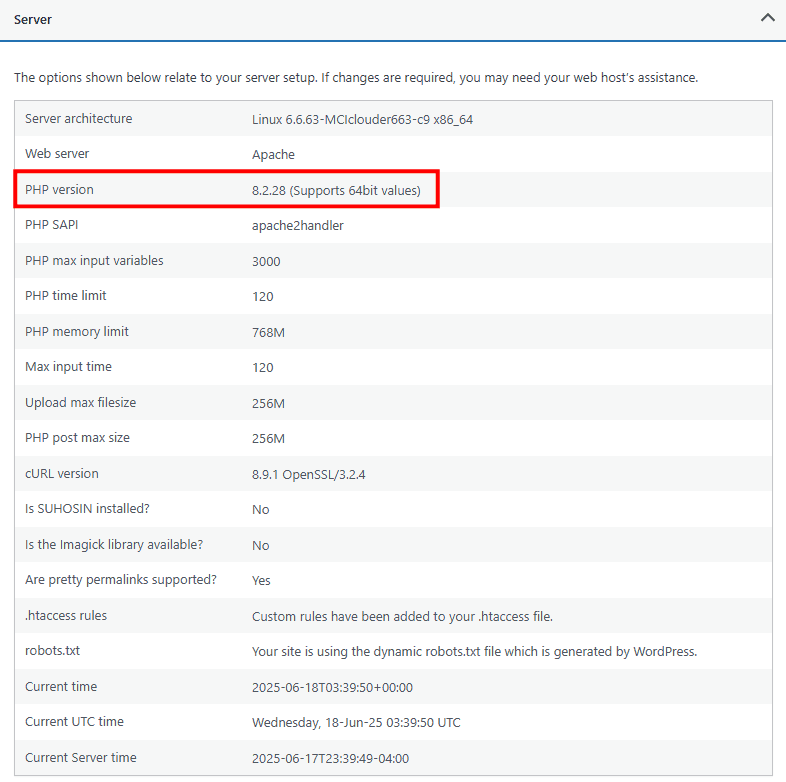 Check Php Version