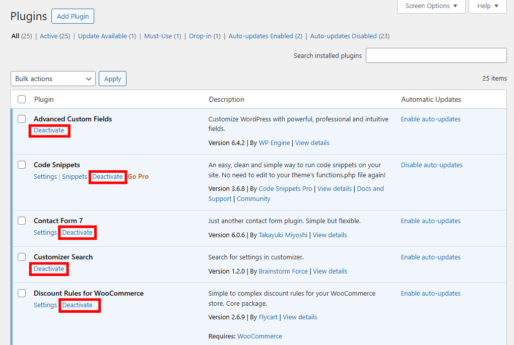 Deactivate All Your Plugins