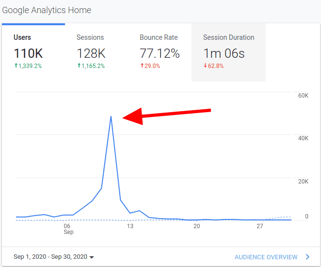 Google Analytics Traffic Spike
