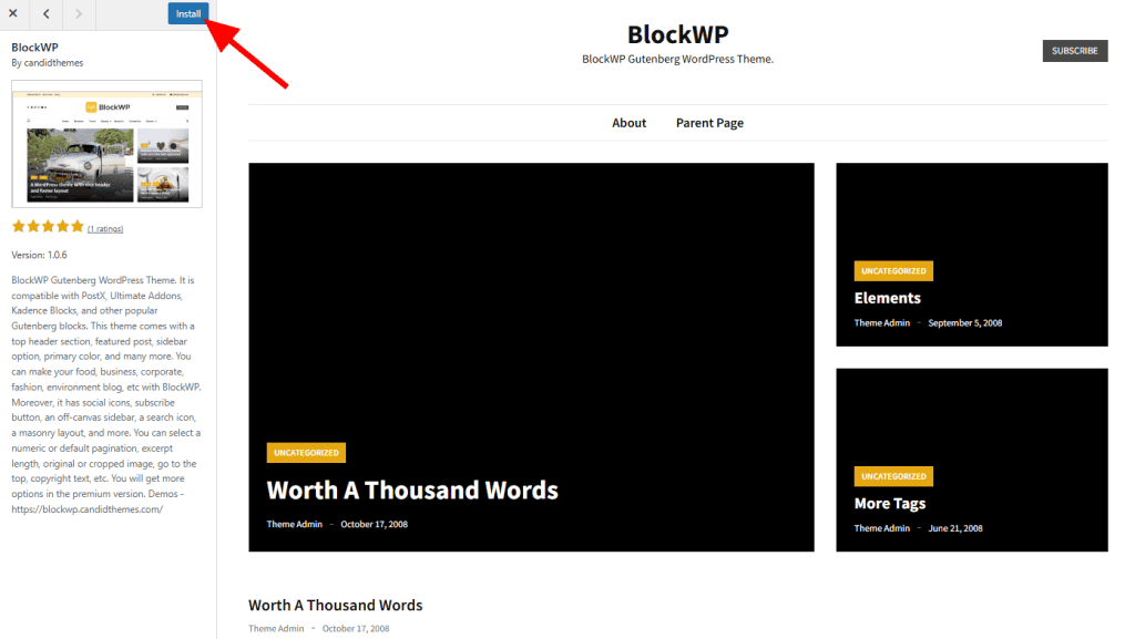 Install A WordPress Theme
