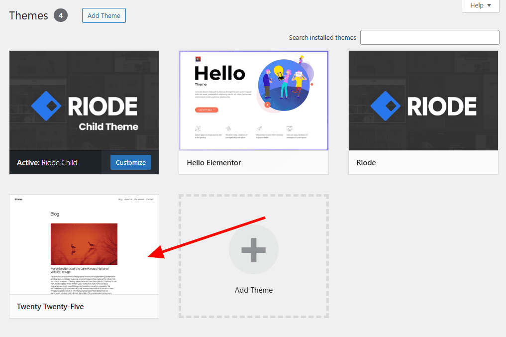 Load Default WordPress Theme