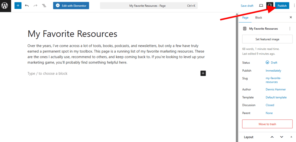Publish Your New Page