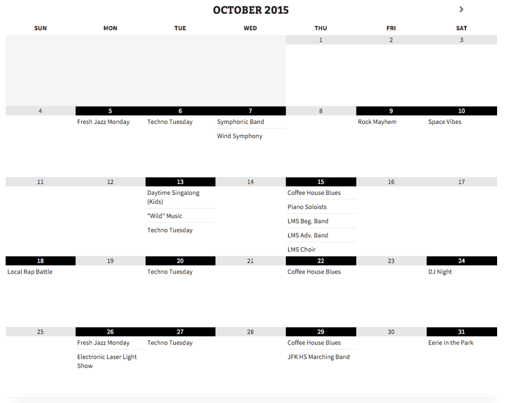 Simple Calendar Monthly View