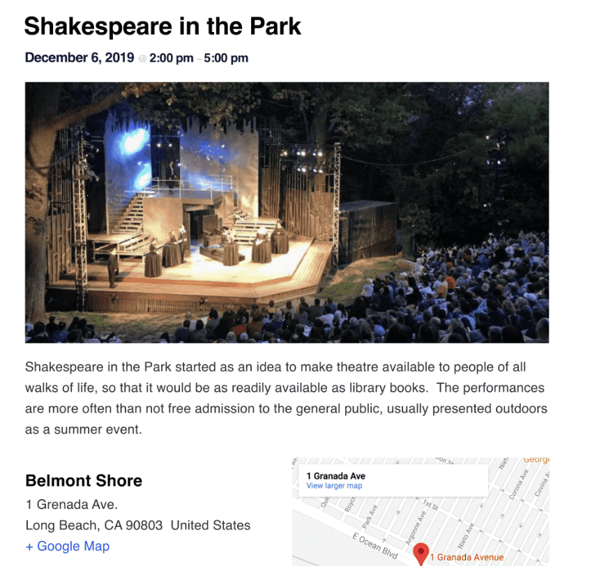 The Events Calendar Event Page