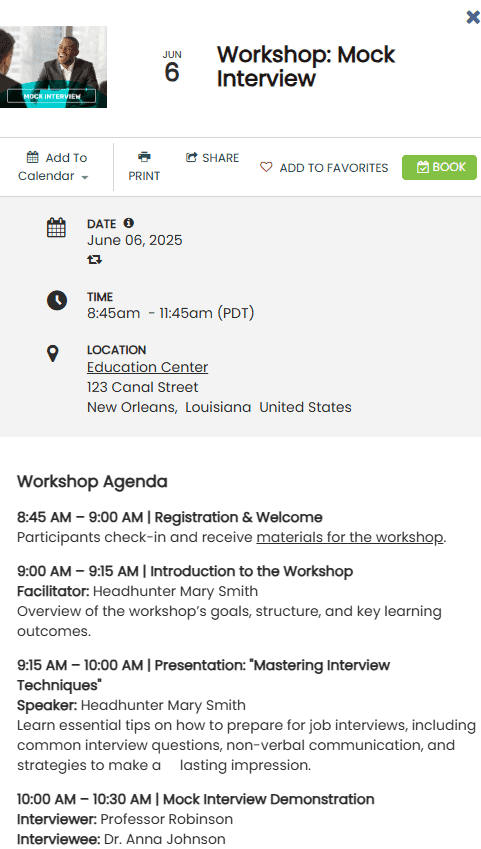 Timely All In One Events Mobile View