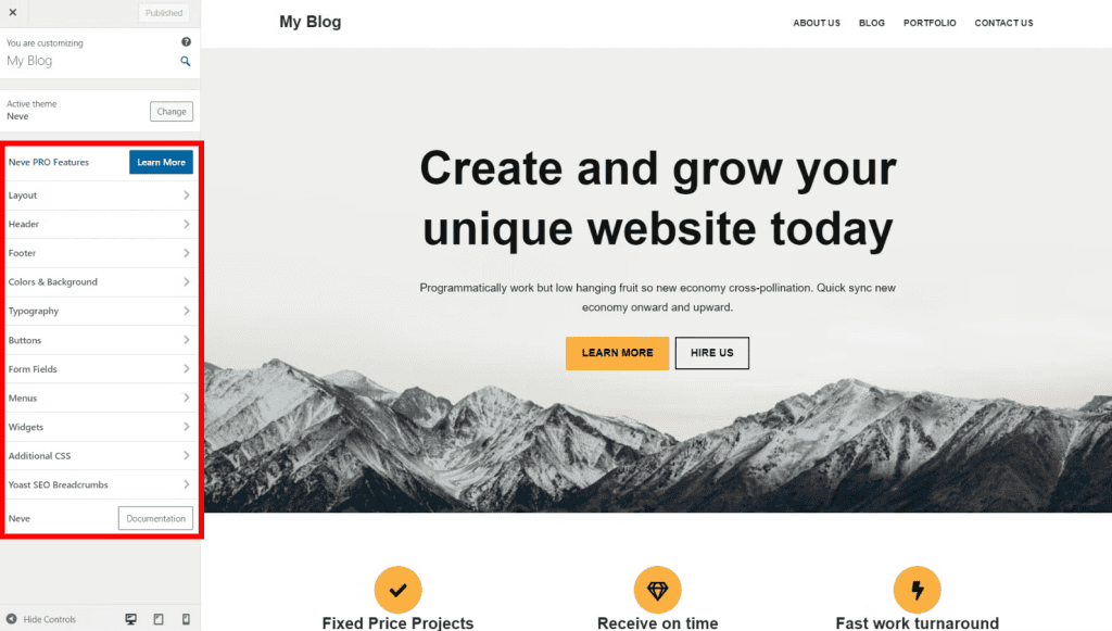Wordpress Customizer