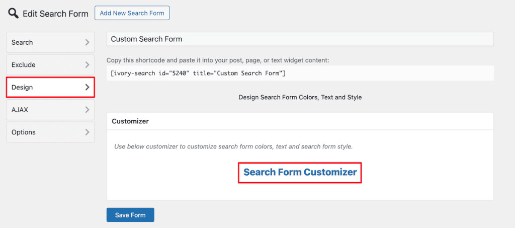 Wordpress Search Ivory Search Design Settings