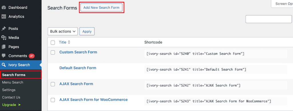 Wordpress Search Ivory Search New Form
