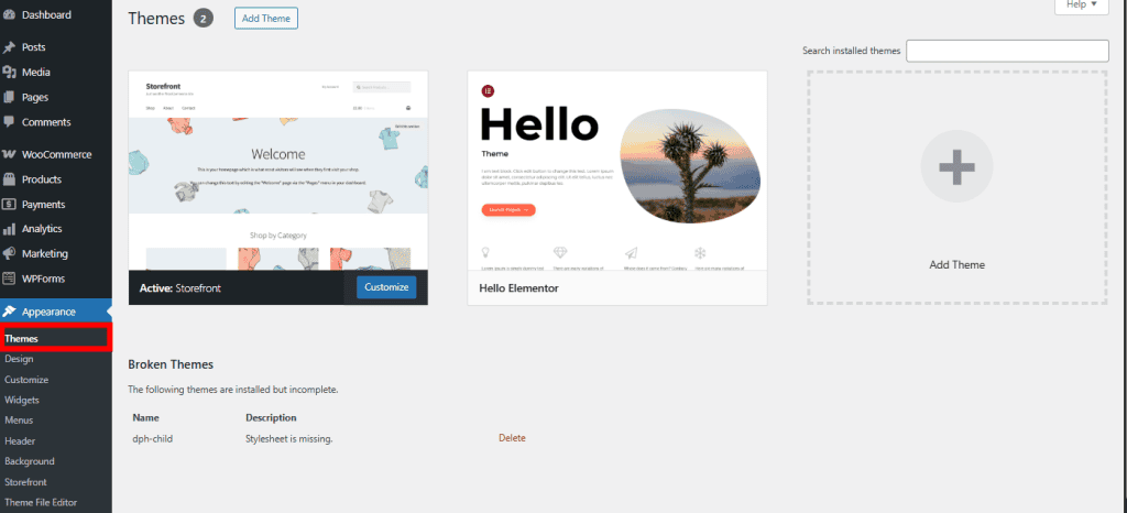 Wordpress Theme Selection