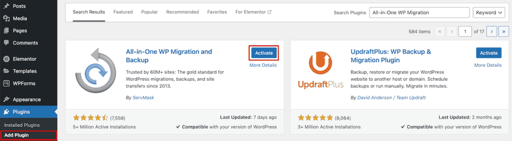 All In One Wp Migration Install Plugin Min
