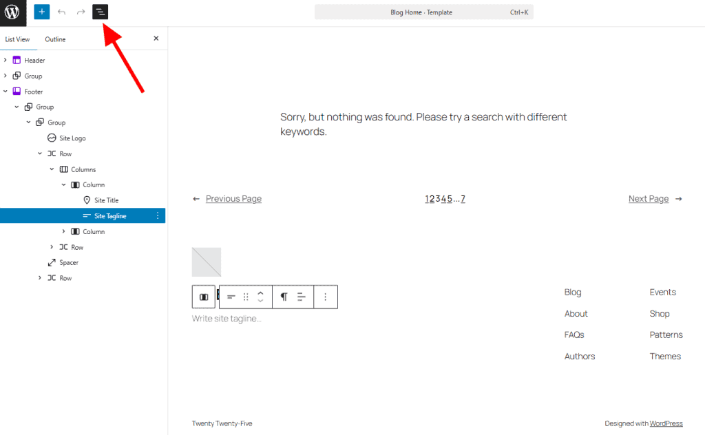 Block Editor List View