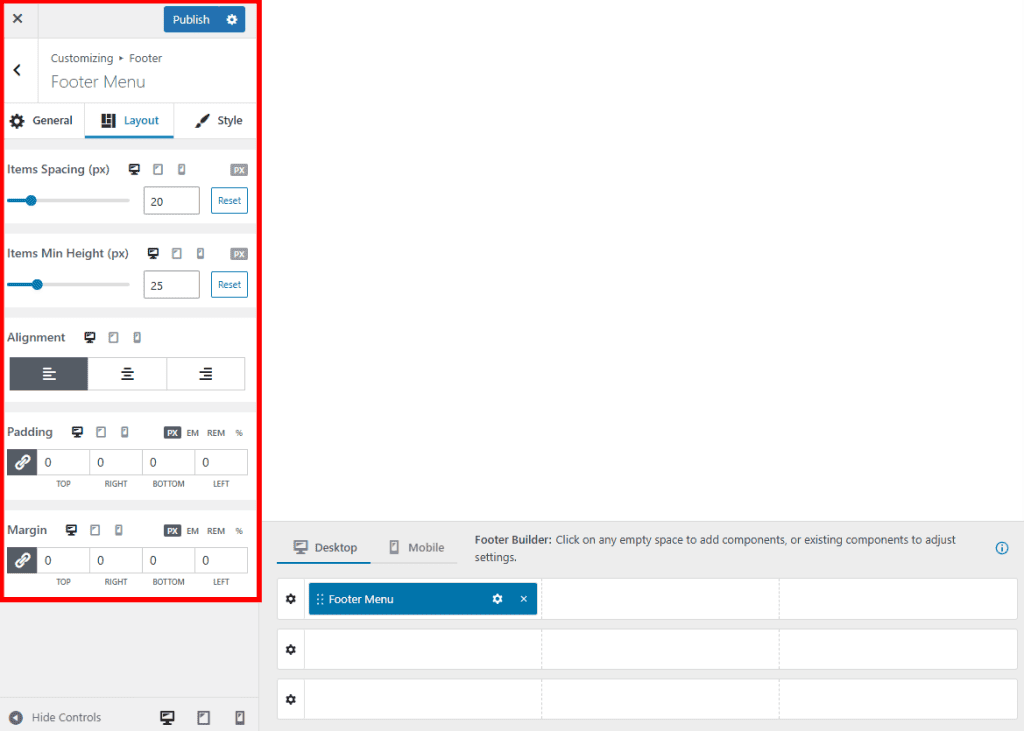 Customize Footer In Customizer