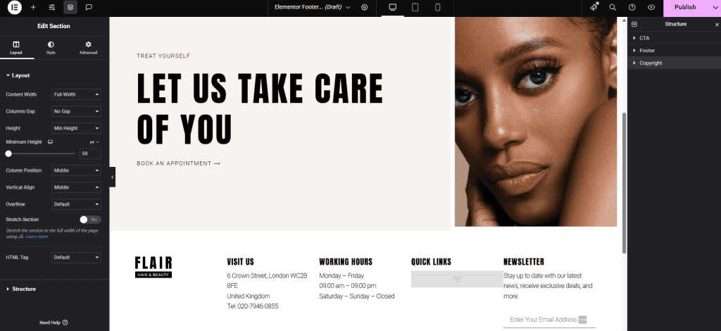 Elementor Footer Editor