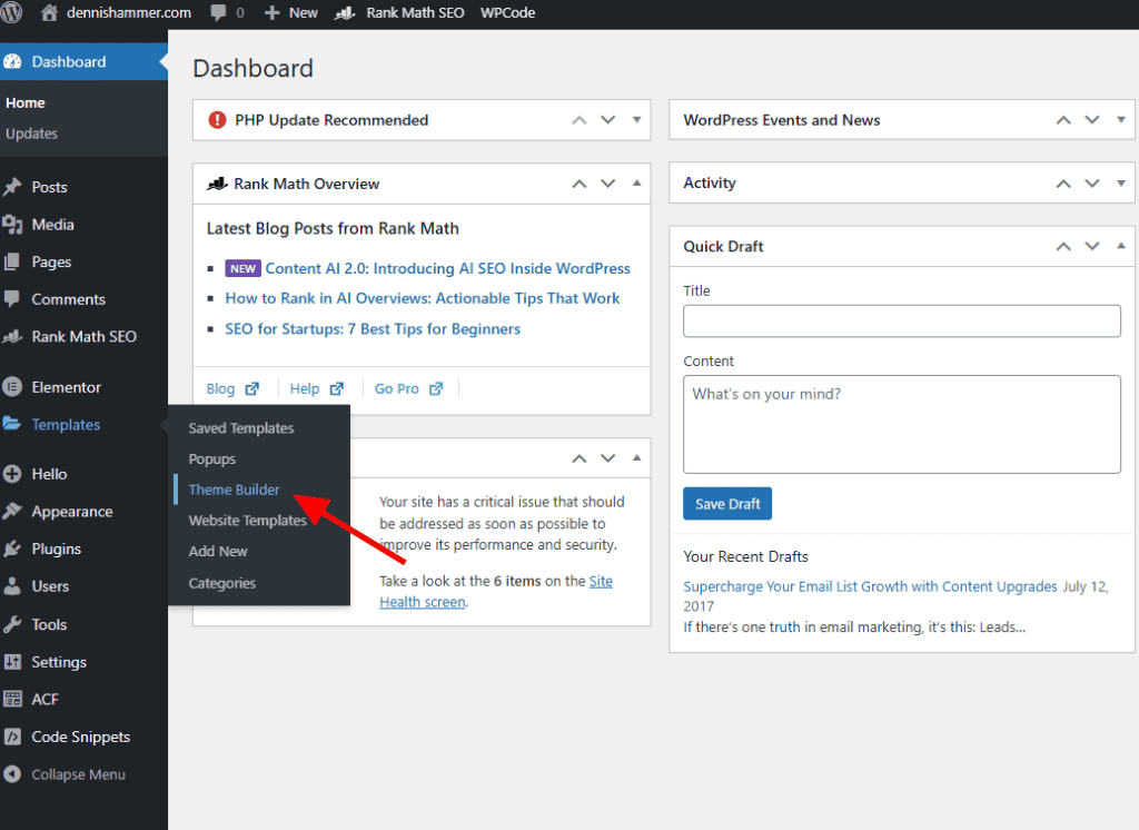 Elementor Theme Builder