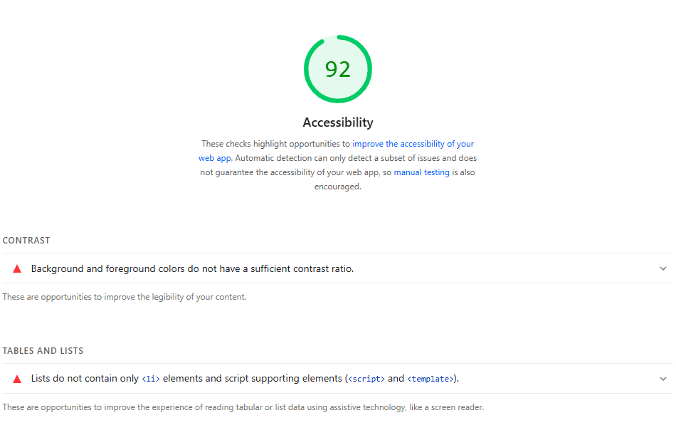 Google Pagespeed Insights Accessibility