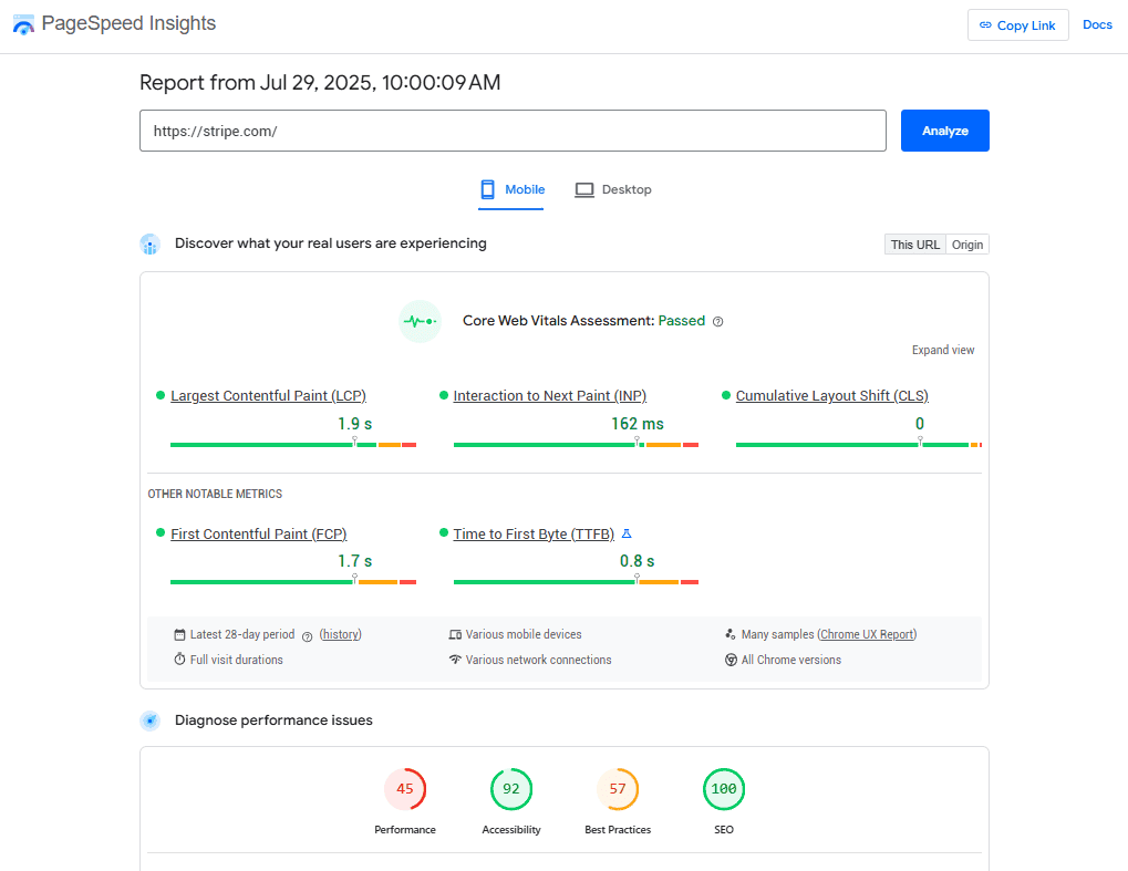 Google Pagespeed Insights