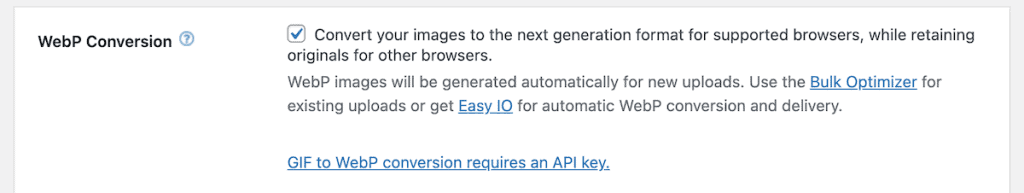 Webp WordPress Ewww Enable Webp Conversion