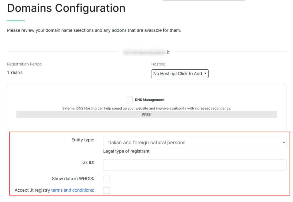 Additional Fields It Domain Registration