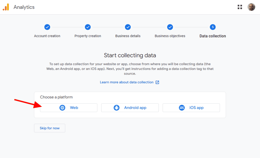 Choose Platform For Google Analytics