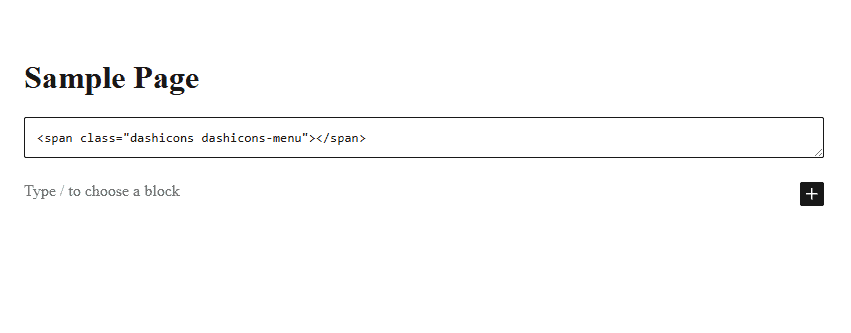 Dashicon Html Block