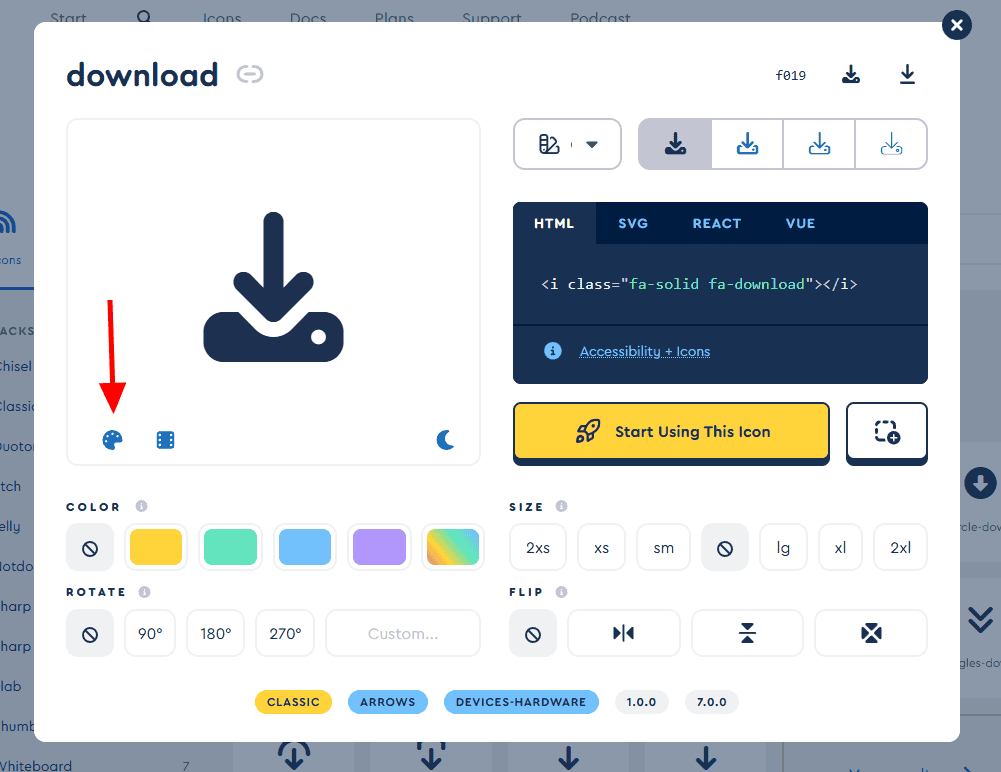 Font Awesome Styling Settings