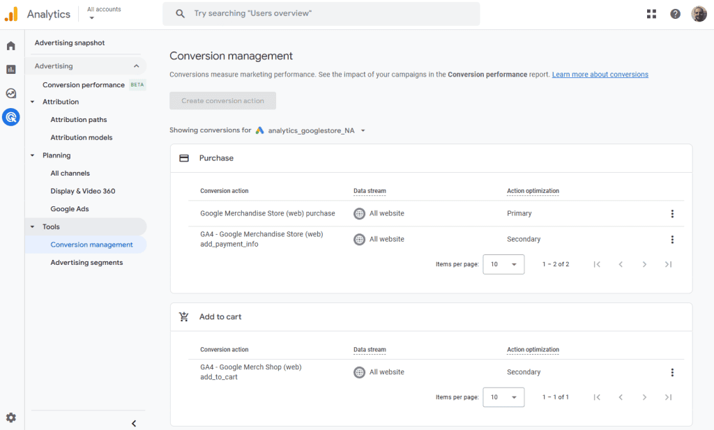 Google Analytics Advertising Tools Conversion Management