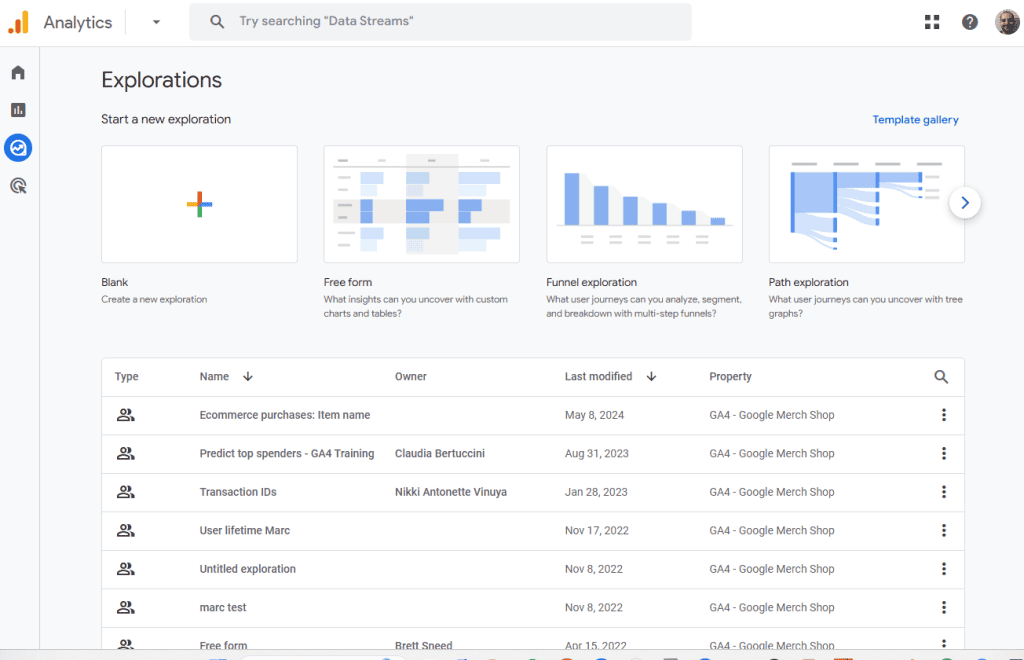 Google Analytics Explore