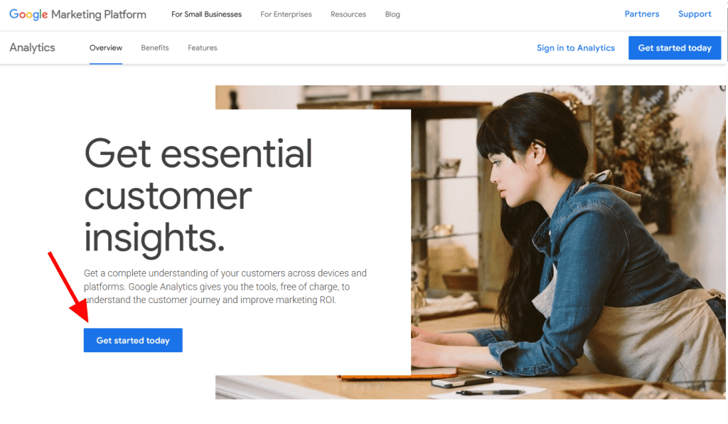Google Analytics Get Started Button