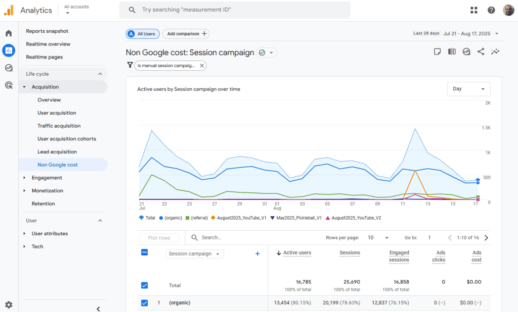 Google Analytics Non Google Cost