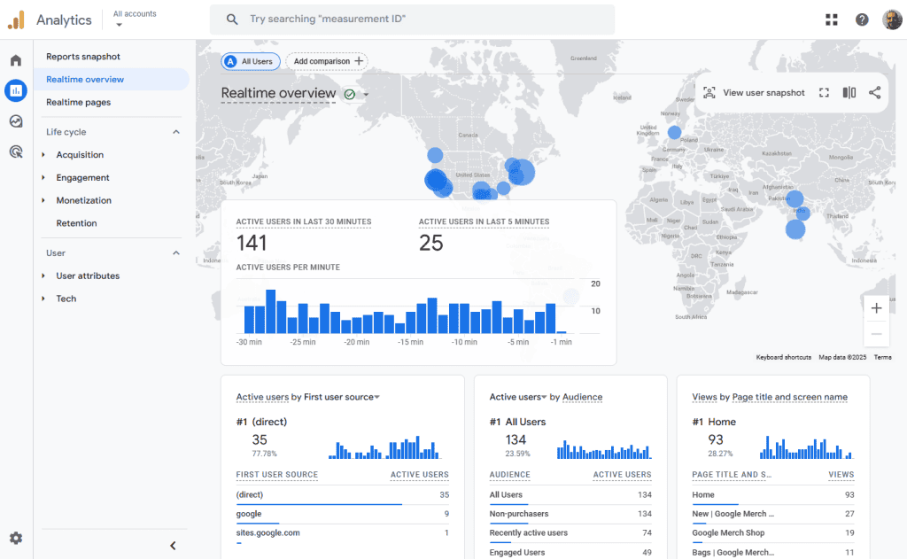 Google Analytics Realtime Overview