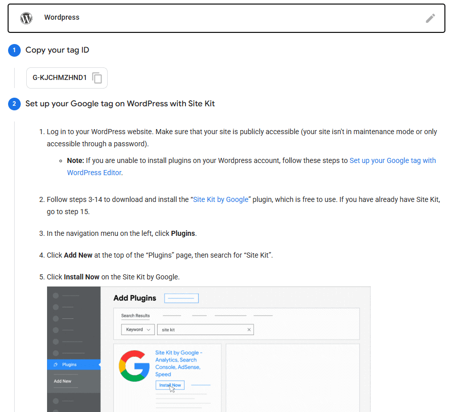 Google Tag Installation Instructions For WordPress