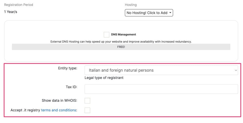 It Domain Registration Additional Fields