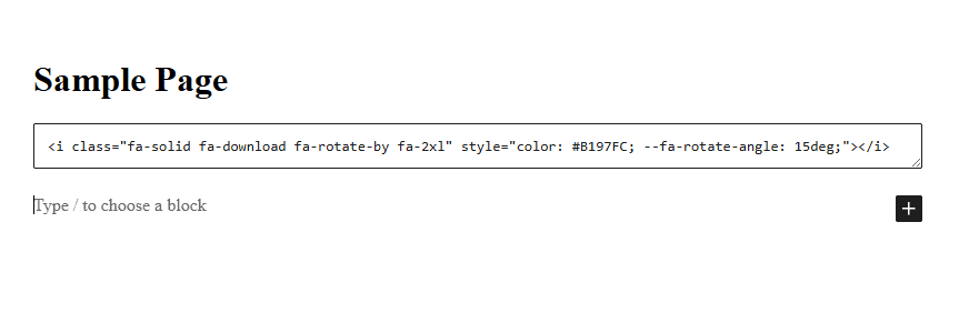 Paste Icon Code Into Html Block