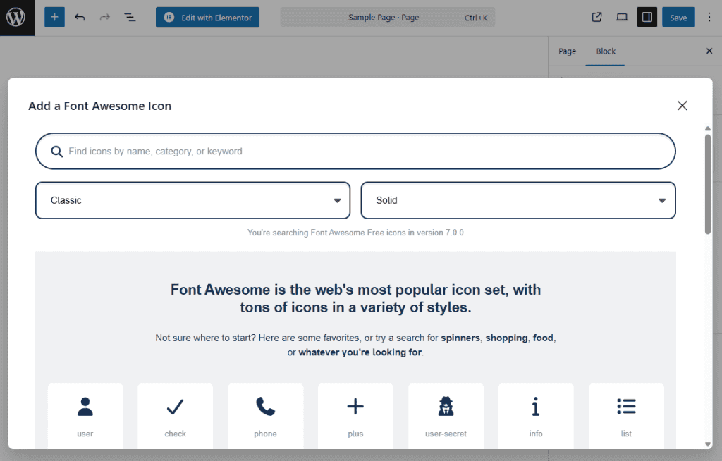 Select Font Awesome Icon